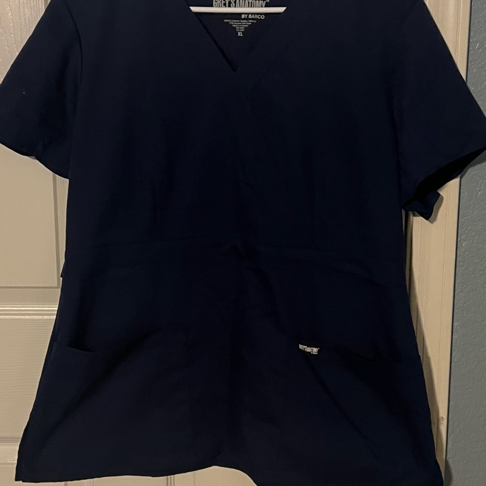 Grey's Anatomy Black and Navy Scrub tops & 1 pair of Navy scrub bottoms